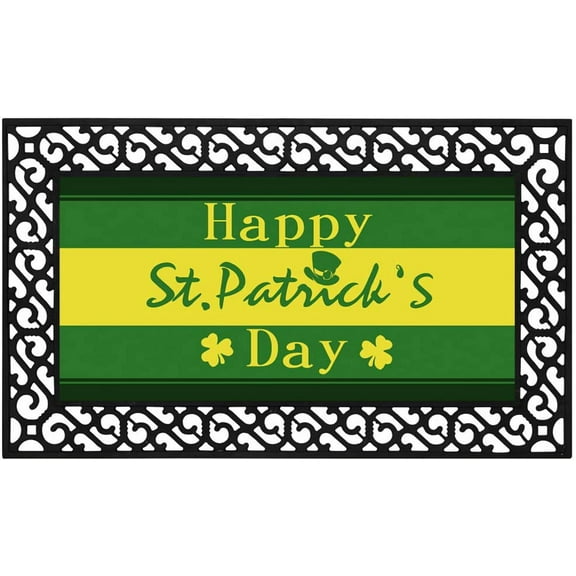 Door Mat Entrance Mat Bath Rug Floor Mat Outdoor Front Door Kitchen Entryway Mats Rubber Non Slip Collage Doormat Absorbent Indoor Bathroom Decor Multicolor (St. Patrick)