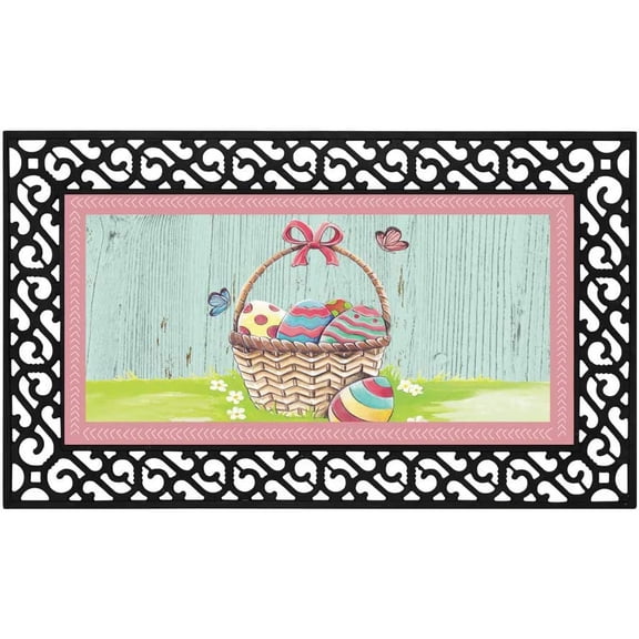 Door Mat Entrance Mat Bath Rug Floor Mat Outdoor Front Door Kitchen Entryway Mats Rubber Non Slip Collage Doormat Absorbent Indoor Bathroom Decor Multicolor (Easter)