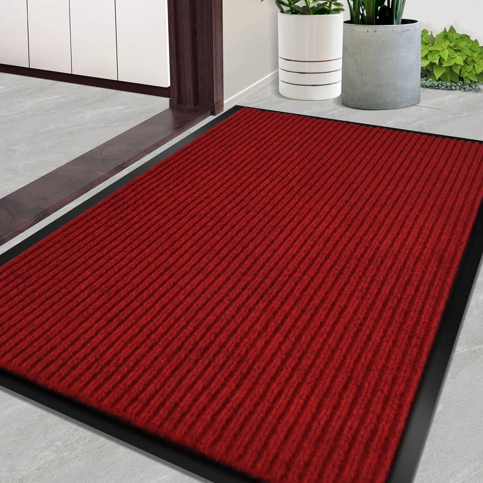 Door Mat Heavy Duty Outdoor Indoor Doormat Low Profile Front Door Mat Large 35x60 inch Gray Entrance Welcome Mats