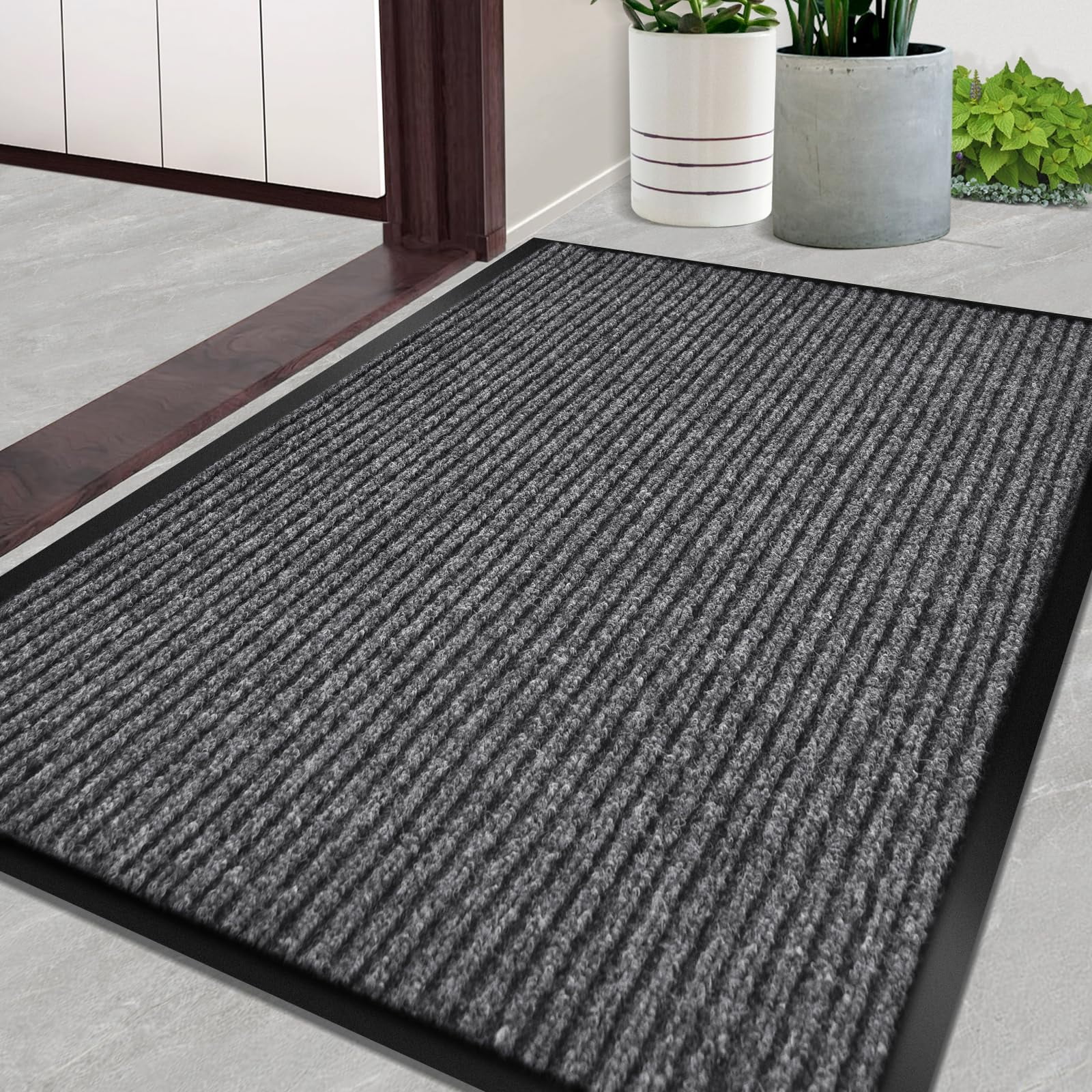 Door Mat Heavy Duty Outdoor Indoor Doormat Low Profile Front Door Mat Large 35x60 inch Gray Entrance Welcome Mats