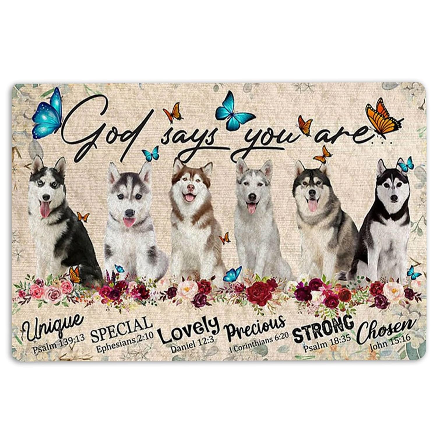 Door Mat Huskies Dog God Says You are Unique Gifts for Dog Lover ...