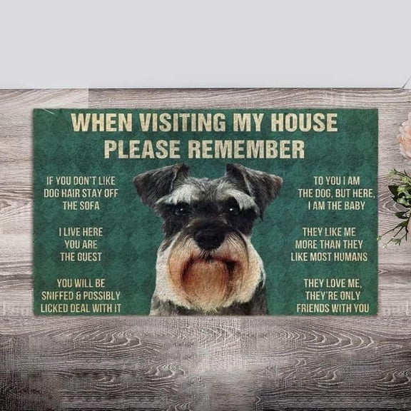 Door Mat Indoor Entrance When Visiting My House Please Remember Schnauzer Doormat Welcome Funny Bathroom Rugs Non Slip Resist Dirt Floor Rug Carpet for Home Decor 17x30 Inch.
