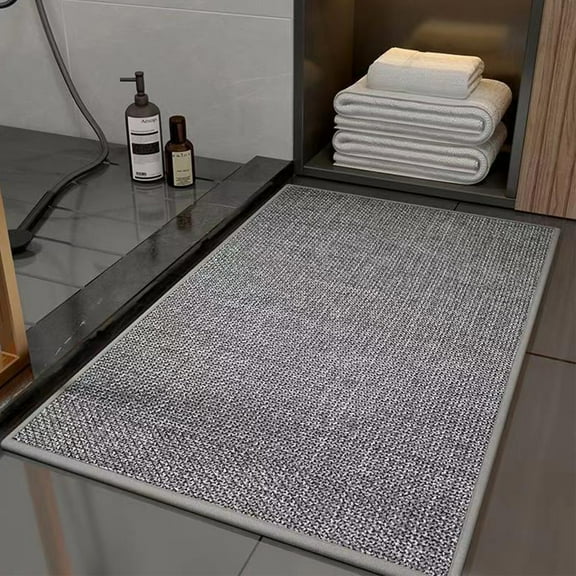 Door Mat Indoor Entryway Rug, Rvkxad Non-Slip Machine Washable Absorbent Polyester Door Mat, TPR Rubber Backing Low Pile Entryway Rug For Front Door Garden Hallway, Gray