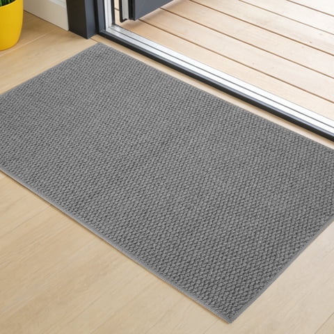 Door Mat Indoor Outdoor, 20" x 32" Non-Slip Doormat, Washable Entrance Mat, Dirt Resistant and Absorbent Welcome Mat, Low Profile Floor Mats for Front Back Door and Entryway, Gray