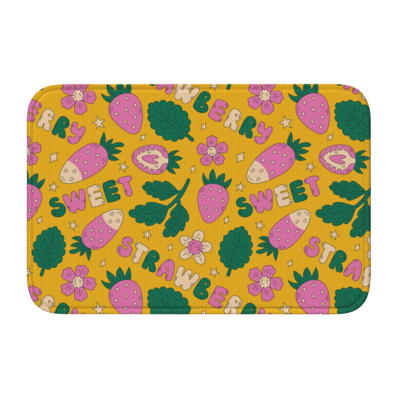 Door Mat Indoor Outdoor Entrance, Cute Strawberry Carrot Vegetable Non