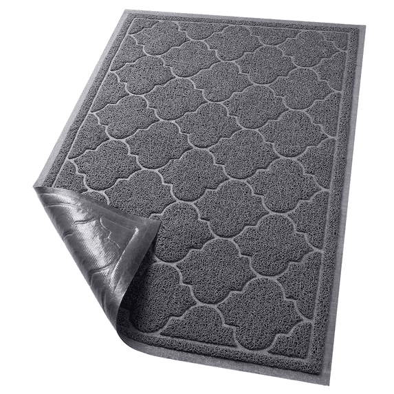 Door Mat Large 18x30 Inch Indoor Outdoor Doormat, Non-Slip Low-Profile Design Floor Mat, Durable Trap Dirt and Dust Front Door Welcome Mat for Entryway,Patio,Garage,High Traffic Areas, Grey