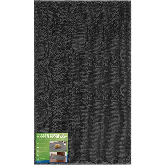 Door Mat for Muddy Paws, 60" x 30" Chenille Absorbent Front Door Mat Inside, Large Runner Mud Mat for Dogs, Dirt Washable Non Slip Outdoor Indoor Entrance Doormats, Grey