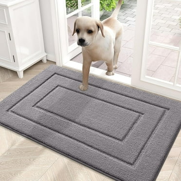 Door Mat for Muddy Paws Indoor Entrance, Absorbs Moisture and Dirt Low-Profile Doormat, Washable Mat Front Door mat for Floor Home Entryway (32x20 Inches, Grey)