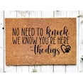 thumbnail image 1 of Door Mat No Need to Knock we Know You're here -The Dogs, Funny Doormat, Housewarming Gift, Welcome Mat, Funny Door Mat, Closing Gift Doormat 30x18 in, 1 of 4