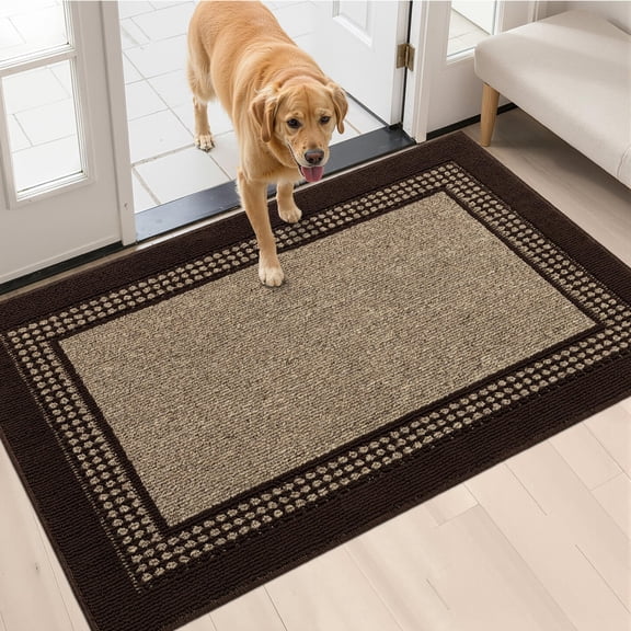 Bsicpro Doormat for Inside 32"x47, Dirt Trapper, Non Slip Entryway Rugs, Absorbent Entry Mat,Coffee