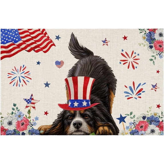 Door Mat Outside Entrance, Waterproof Outdoor Indoor Hello Welcome Doormat USA Flag Doormats 4th of July Celebrate Decor Colorful Stars Floor Mats Outdoor Indoor Non-Slip Doormat for Entryway 20x32IN