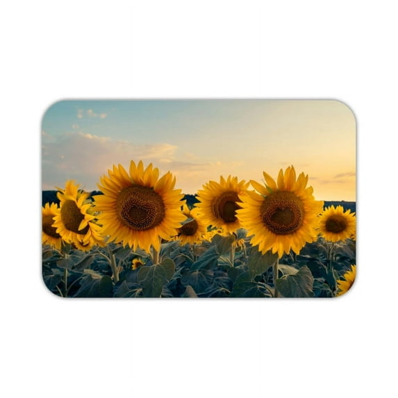 Door Mat Quick Dry Bath Rugs Sunflower Printed Non Slip Flannel Kitchen Mat Home Decor,15×23inch