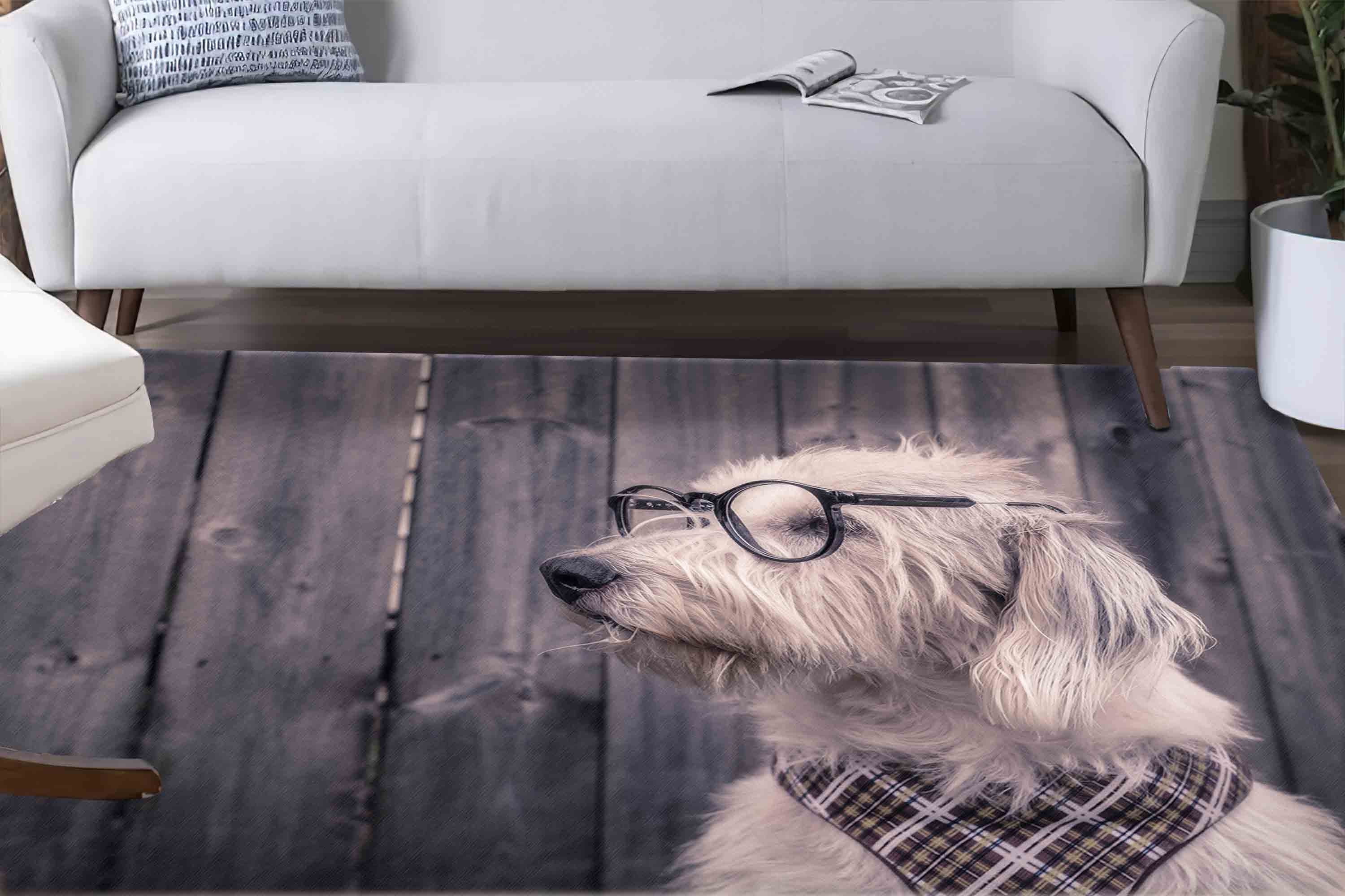 Sleeping Dog Rug Door Mat Rug, Glasses Dog Rug, Lovely Animal Rugs, Area Rug, Dog Rug ...