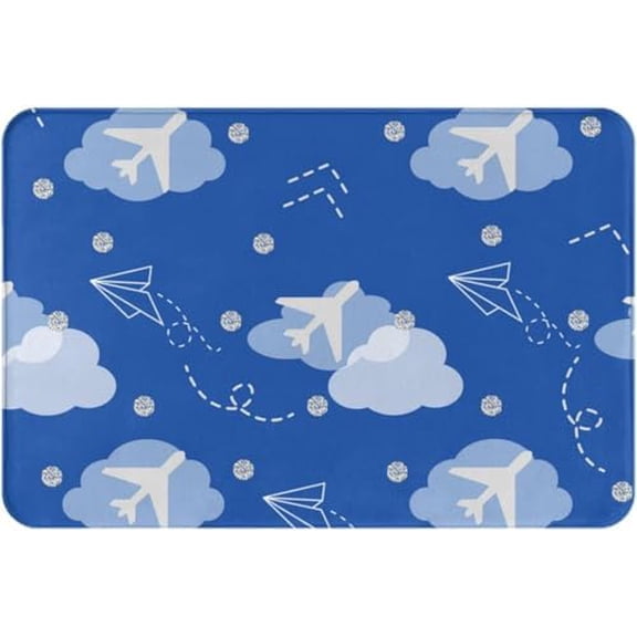 Door Mat Sky Plane Doormat Entrance Rugs Spring Farmhouse Indoor Home Kitchen Bathroom Decorations 17x30 Inch.
