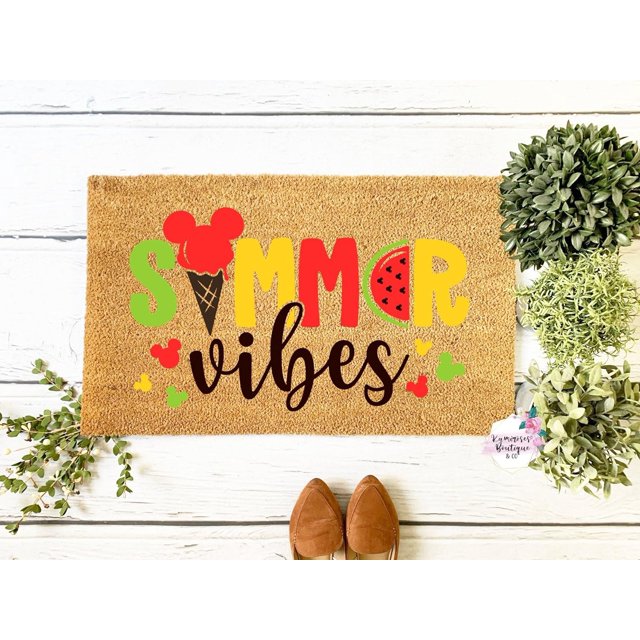Door Mat Sumer Vibes Doormat, Summer mat, Watermelon, ice Cream, Mickey, Inspired