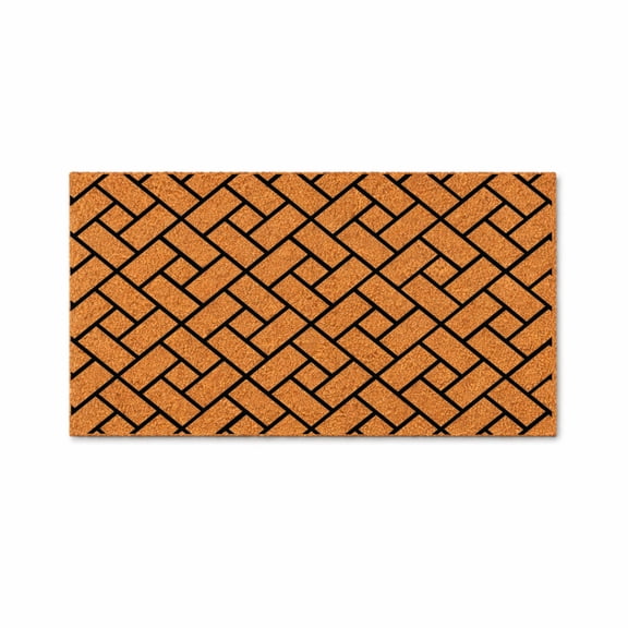 Geometric Basketweave Pattern Doormat, Non Slip Entryway Door Mat, Indoor Outdoor Welcome Mat (24x36 inches) WoodByStu 4342