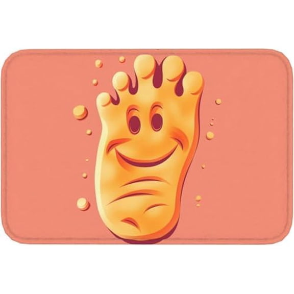 Door Mat Welcome Doormat for Front Door Happy Foot Print Flannel Non Slip Rugs Soft Entrance Mat 16x24 Inch.