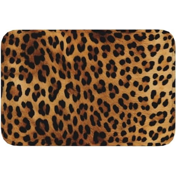 Door Mat Welcome Doormat for Front Door Leopard Skin Print Flannel Non Slip Rugs Soft Entrance Mat 17x30 Inch.