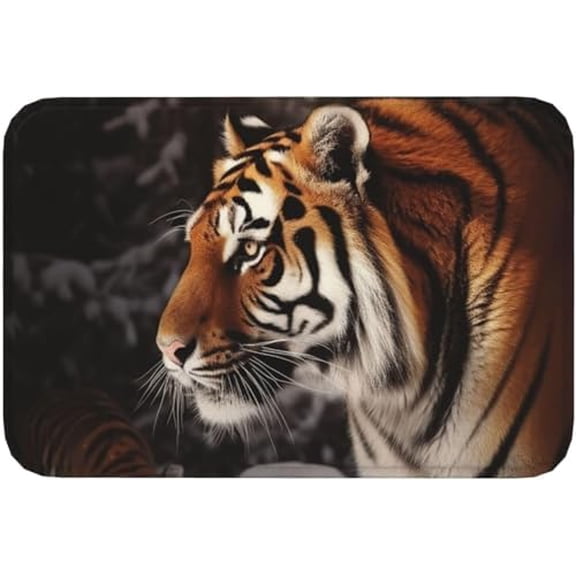 Door Mat Welcome Doormat for Front Door Tiger Print Flannel Non Slip Rugs Soft Absorbent 16x24 Inch.