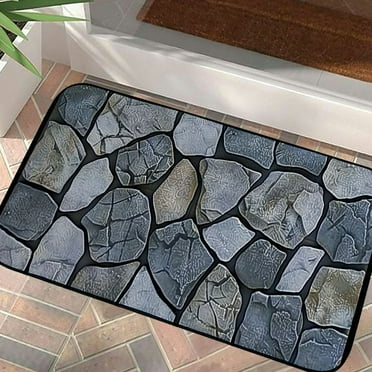 Door Mat Welcome Mat Front Door Mat Outdoors for Home Entrance Outdoors Mat for Outside Entry Way Doormat Entry Rugs, Heavy Duty Non Slip Rubber Back Low Profile, Stone