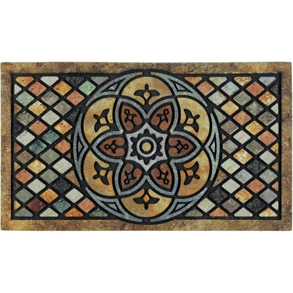 Door Mat Welcome Mat 18 x 30 Inch Front Door Mat Outdoors for Home Entrance Outdoors Mat for Outside Entry Way Doormat Entry Rugs, Heavy Duty Non Slip Rubber Back Low Profile, Petal