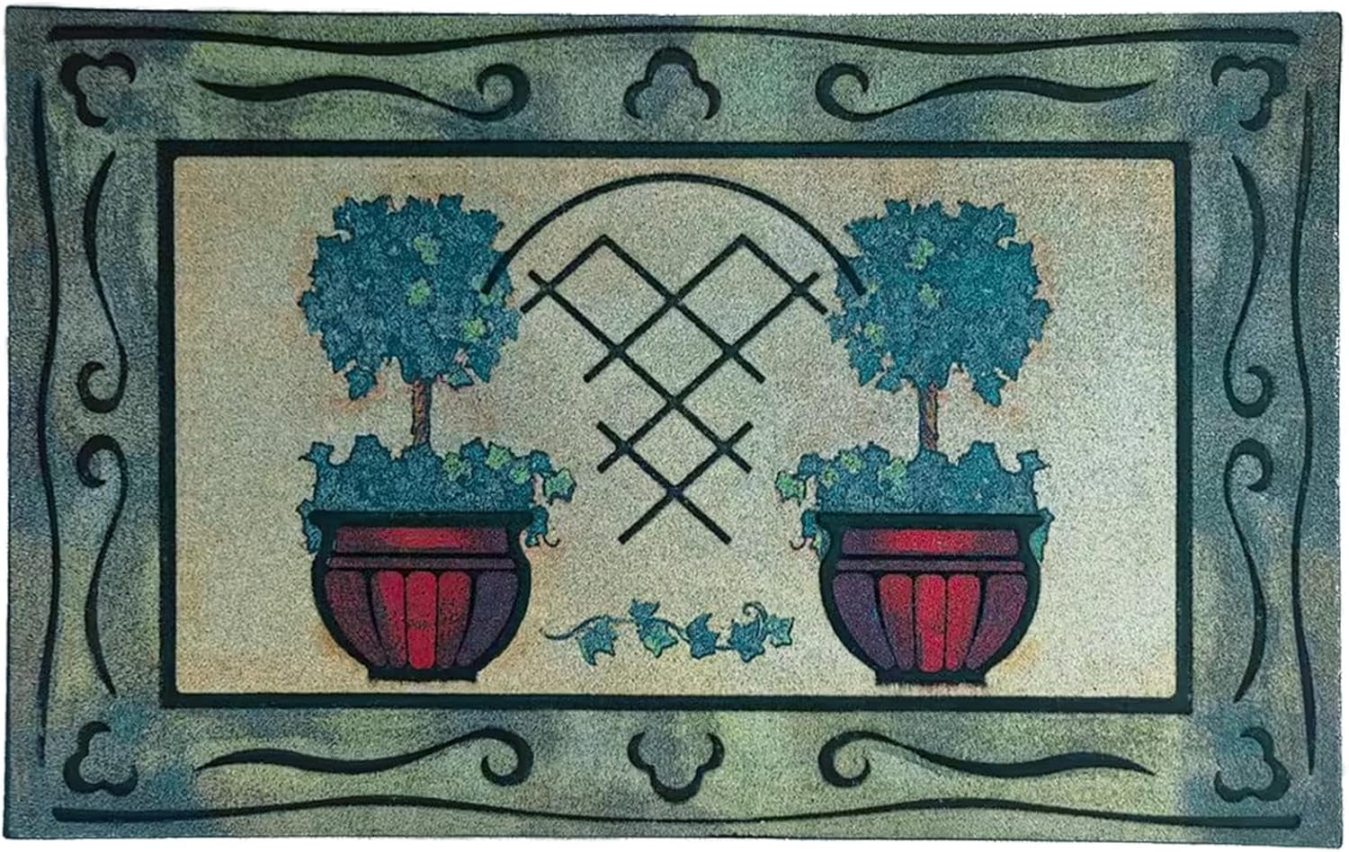 Door Mat, Welcome Mat 18x 30 Inch Front Door Mat Outdoors for Home Entrance Outdoors Mat for Outside Entry Way Doormat Entry Rugs, Heavy Duty Non Slip Rubber Back Low Profile, Pot Plant