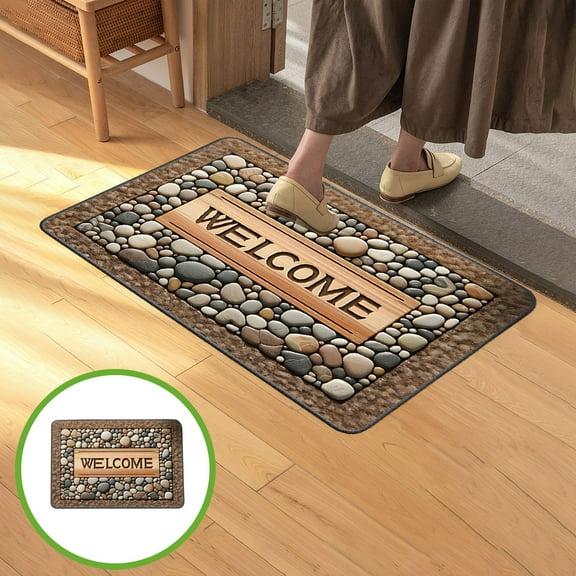 Door Mat Welcome Mat, DELESYS Simulation Vision Entrance Door Mat 50x80cm Front Door Mat Rug Doormat for Outdoor Entrance Home Non-Slip Rug for Front Door, Outside, Entryway, Patio