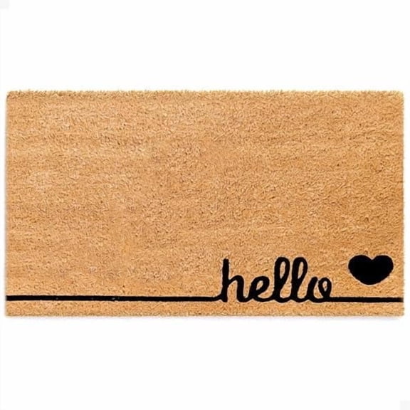 Door Mat - Welcome Mat for Front Door with Non-Slip Backing - Durable Coir Doormat - Perfect for Outside Entrance and Entryway Matt - Outdoor/Indoor - Hello Love - 17" x 30"