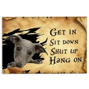 Door Mat animal pet lover grey whippet dog get in sit down brown vintage Welcome Non-Slip Mats Funny Doormat Bathroom Kitchen Front Porch Rugs Entrance 16*24in/40*60cm