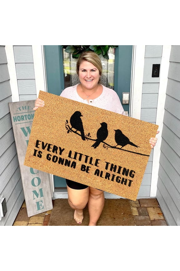 Door Mats The Three Bird Every Little Thing Is Gonna Be Alright Print Doormat Give People Fun Gifts