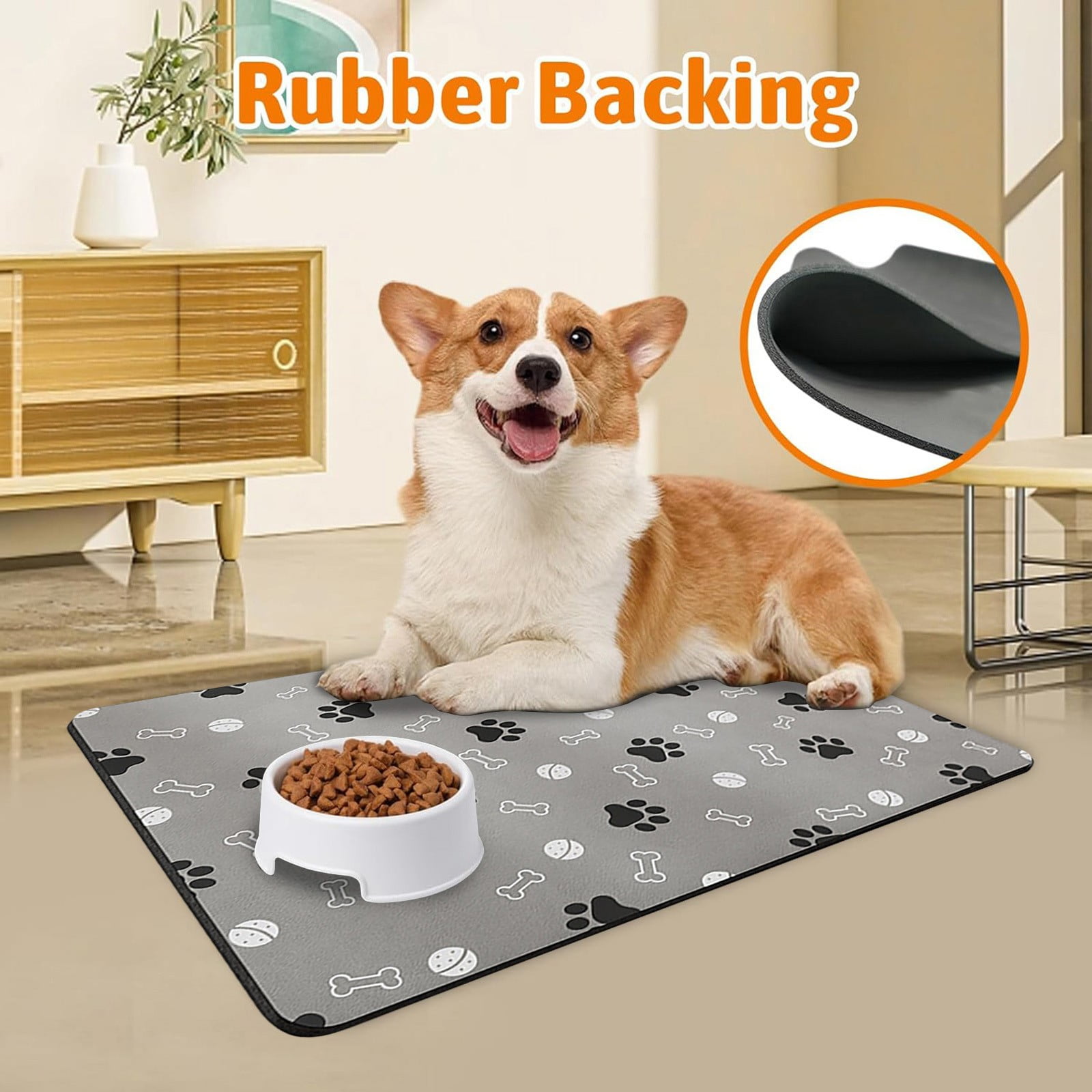 Door Matts Outdoors Entrance Cute Dog And Cat Bowl Mat For Food And
