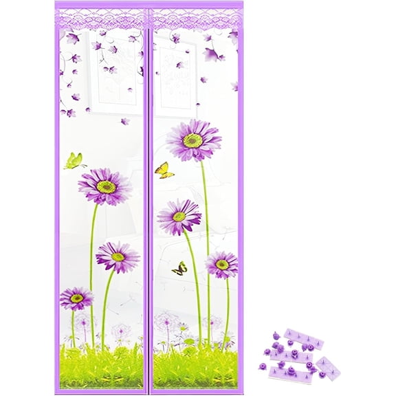 Door Mesh Screen with Magnet, Fly Hanging Temporary Magic Patio Heavy Duty Front Back Screen Magnetic Closure, Portable French Net for Door to Keep Bugs Out Doorway Curtain 35x83 in