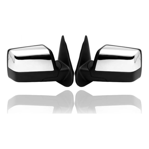 Door Mirror - Compatible/Replacement for '06-11 Ford Ranger Pickup 2/4WD - Manual, Chrome - Pair, Left Driver + Right Passenger Set - 8L5Z17682EA, 8L5Z17683EA