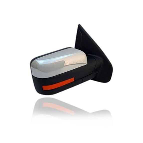 Door Mirror - Compatible/Replacement for '11-14 Ford F-150 - Standard, Powered With Puddle Lamp/Convex Glass, Without Auto-Dim, Chrome - Right Hand - Passenger - BL3Z17682EA