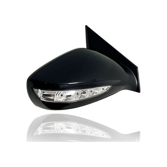 Door Mirror - Compatible/Replacement for '11-15 Hyundai Sonata Hybrid - Powered, Heated With Signal, Black, Unpainted - Right Hand - Passenger - 876204R030