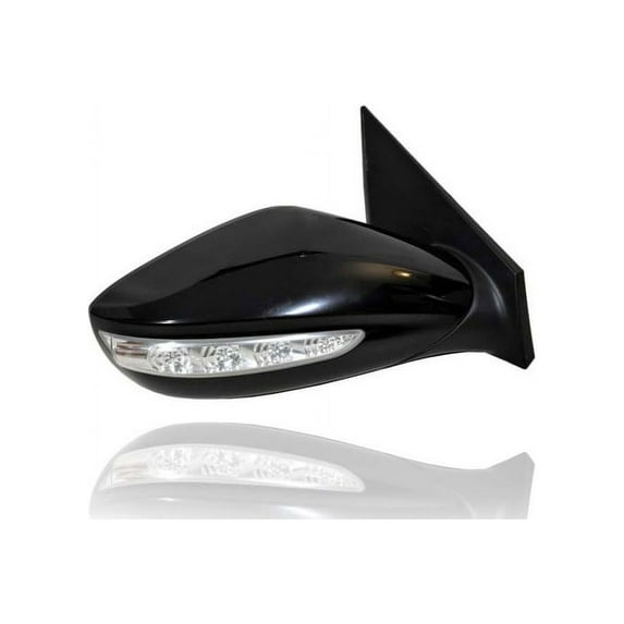 Door Mirror - Compatible/Replacement for '11-15 Hyundai Sonata Hybrid - Powered, Heated With Signal, Glossy Black - Right Hand - Passenger - 876204R130