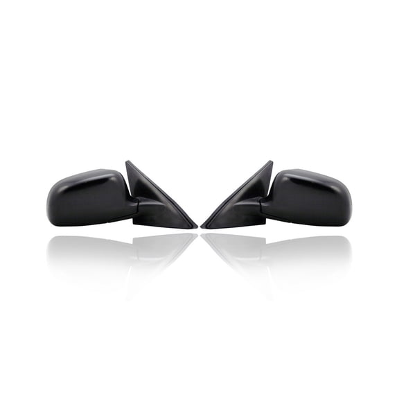 Door Mirror - Compatible/Replacement for '97-02 Mitsubishi Mirage Sedan - Powered, Black, Unpainted - Pair, Left Driver + Right Passenger Set - MR574380, MR574379