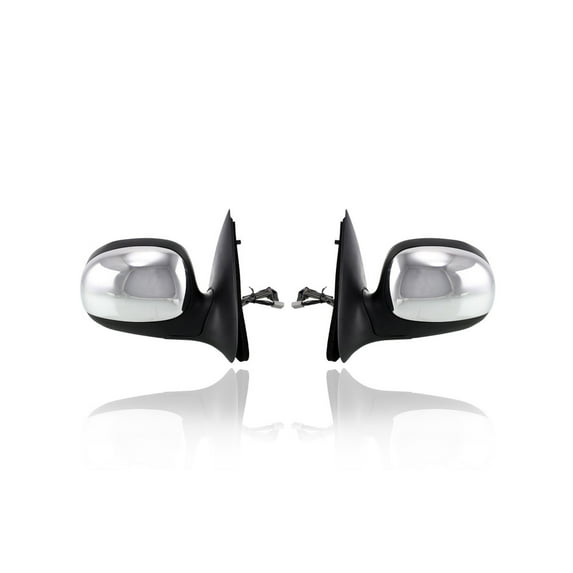 Door Mirror - Compatible/Replacement for '97-03 Ford F-150, 98-98 F-250 LD - Powered, Non-Heated, Without Signal Lamp, Chrome - Pair, Left Driver + Right Passenger Set - F85Z17682FAA, F85Z17683FAB