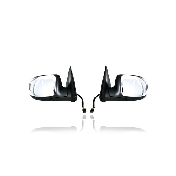 Door Mirror - Compatible/Replacement for '99-02 Chevrolet Silverado/GMC Sierra - Powered, Non-Heated, Black - Pair, Left Driver + Right Passenger Set - 15172248, 15172249