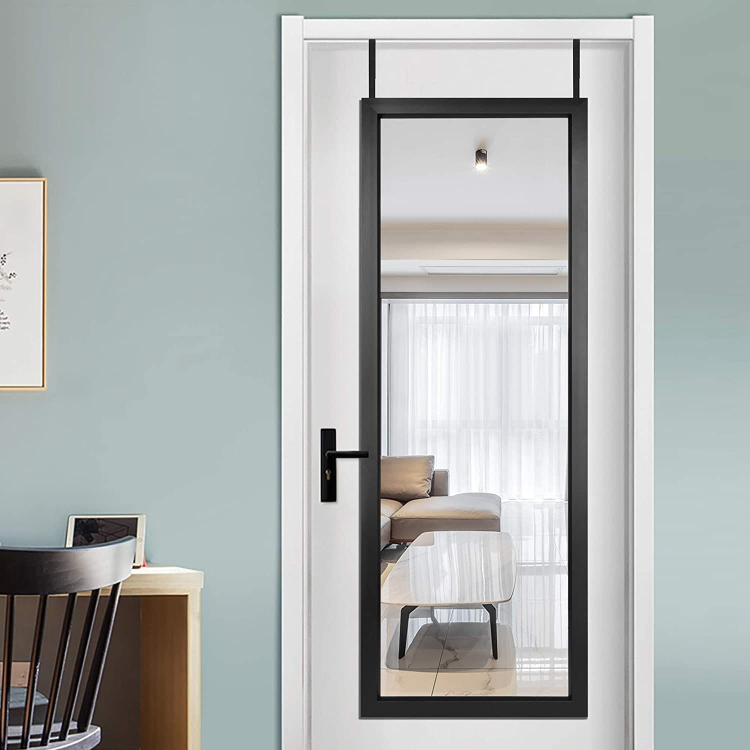 Door Mirror Full Length Mirror 18''x51'' Over The Door Full Length