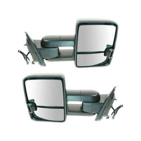 Door Mirror Set with Caps 3 Piece - Compatible with 2015 - 2017 Chevy Silverado 3500 HD 2016