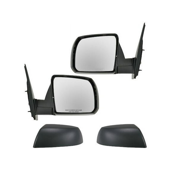 Door Mirror Set with Caps 4 Piece - Compatible with 2007 - 2013 Toyota Tundra 2008 2009 2010 2011 2012