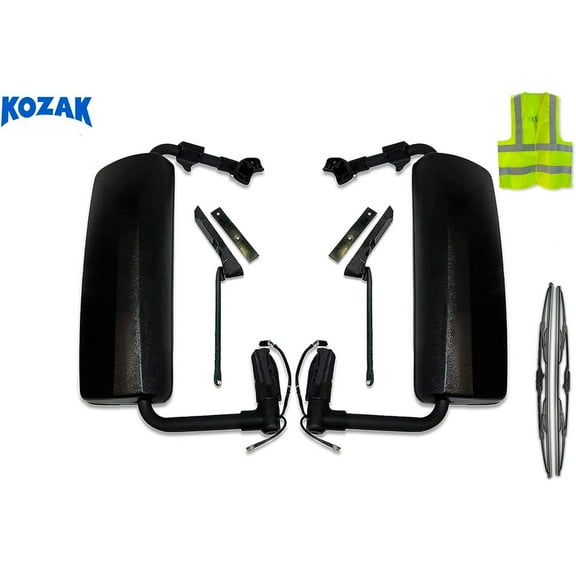 Door Mirrors Black Power Heated w/Arm Bracket Set Compatible with Volvo VNL VNM VNX VNR 2004-2024