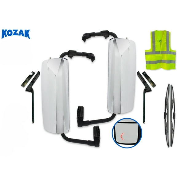 Door Mirrors Chrome Power Heated w/ Turn Indicator Set Compatible with Volvo VNL VNM VNX VNR 2004-2024