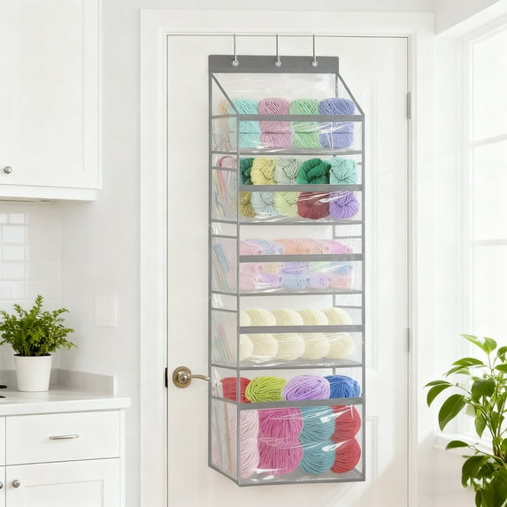 Door-Mounted Yarn Storage Rack With 6 Zippered Compartments, Large ...