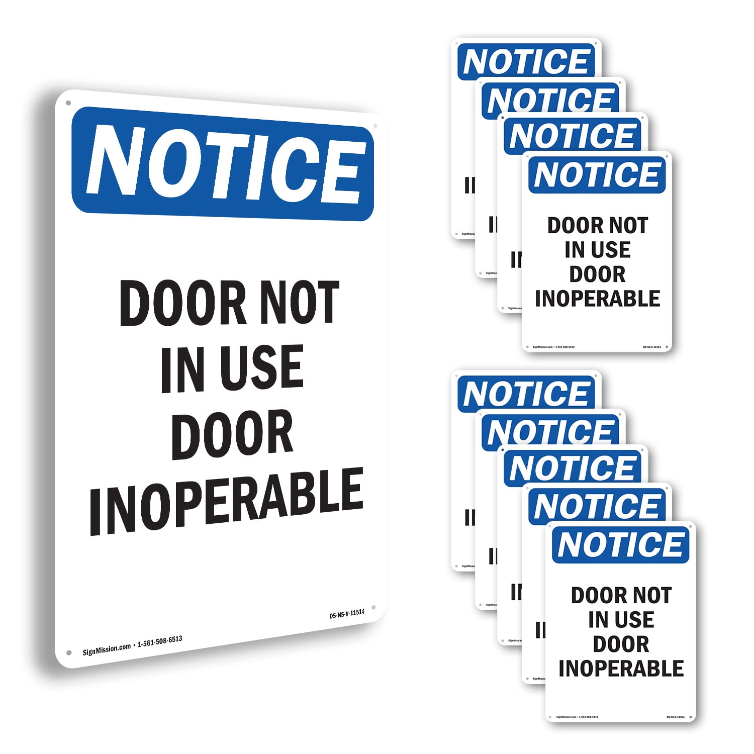 Door Not In Use Door Inoperable OSHA Notice Aluminum Sign 10 Inch x 7 ...