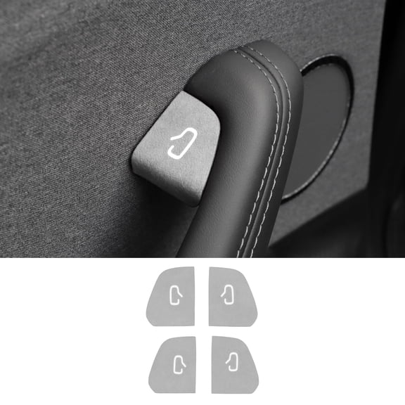 Door Open Button Stickers Suede Sticker Wrap Compatible with 2024 2025 Tesla Model 3 Car Interior Accessories 4pcs, Grey