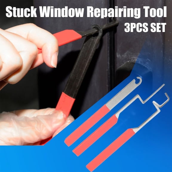 Door Opening tools, Panel Removal tool, 6.8 in Stainless Steel, Car interior Prying, Vehicle Repair Work, Red Non-Slip Grip, 3 Pc