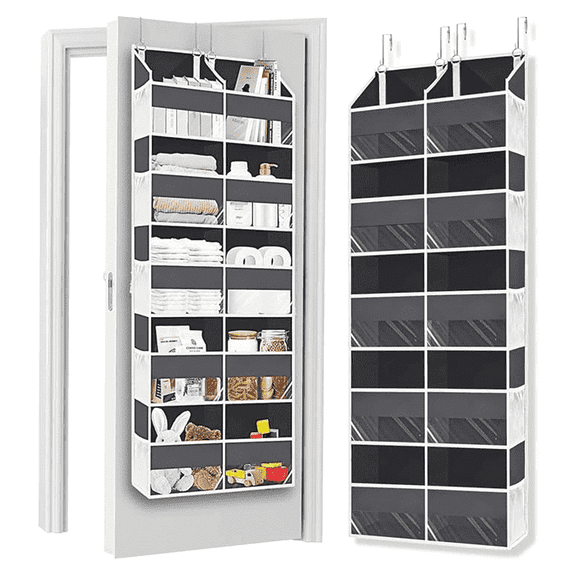 Over The Door Organizer with 5 Tiers and 10 Compartments,Nursery Shelves Baby Organizers,Anti Tilt 80 lb Load Behind Door Storage for Bedroom, Bathroom, Pantry, Nursery, (Grey)