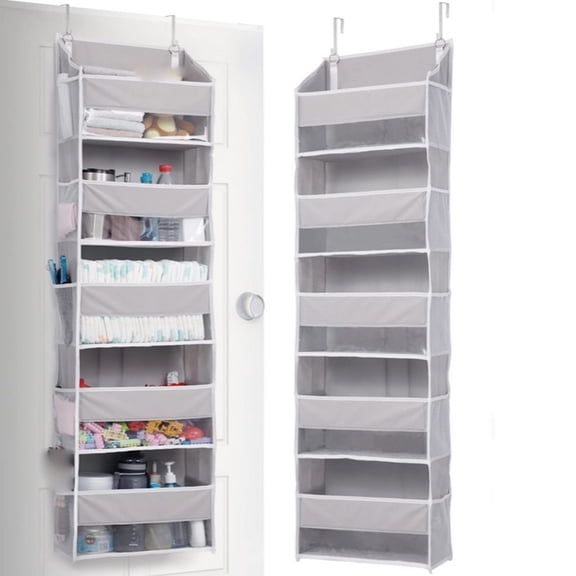 Over Door Organizer 5 Large Pockets Hanging Storage Bags, Non-Woven Fabric Wardrobe Door Organizer With Mesh Side Pockets For Nursery Bathroom Bedroom